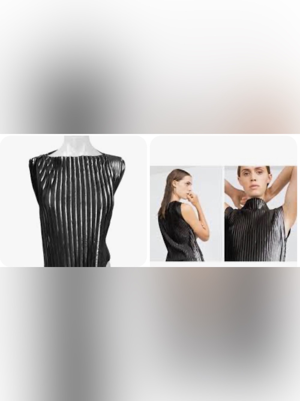 Zara Metallic Pleated Sleeveless Top - Black/Silver sz Small NWOT